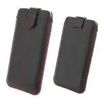 Présentation Etui Pochette pour iPhone X Xs Eco Cuir Grainé Noir Coutures Racing