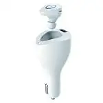Présentation Oreillette Bluetooth Devia Vortex sur Chargeur Auto 2A Blanc
