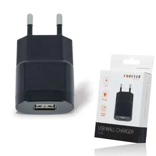 Chargeur Secteur USB de 1 ampère Couleur Noir