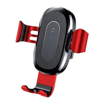 Présentation Support Baseus Voiture Induction Premium Auto Ajustable Façon Alu Rouge