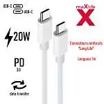Présentation MaXlife Câble USB-C vers USB-C Certifié 3A 20W 1m Blanc