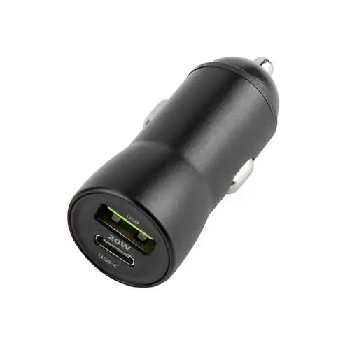 Chargeur Voiture Rapide maXlife 20W double port USB + USB-C PD 3.0 & QC 4.0 Noir