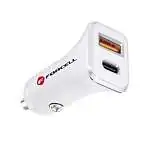 Présentation Chargeur Voiture Rapide Forcell 20W USB + USB-C PD 3.0 Blanc