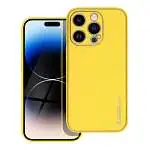 Présentation Coque Éco Cuir Summer Design pour iPhone 14 Pro Max Jaune