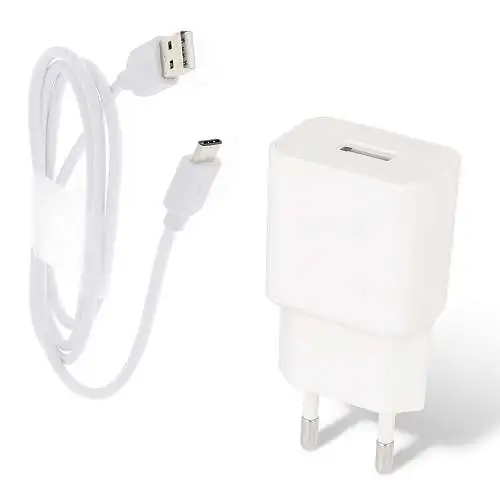 Chargeur secteur USB 2A + Câble USB-C couleur blanche