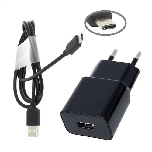 TC USB 1A + Cable Type-C Noir