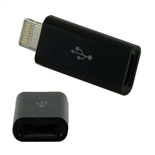 Adaptateur de Charge Micro USB (Fem) vers Apple Lightning (Mâle) Noir