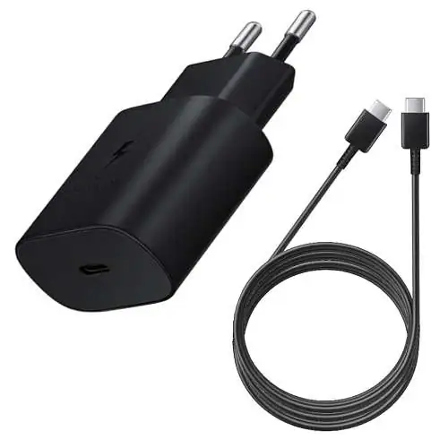 Samsung Chargeur Original Ultra Rapide 25W + Câble 1,80m Noir