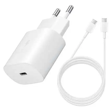 Présentation Samsung Chargeur Original Ultra Rapide 25W + Câble 1,80m Blanc