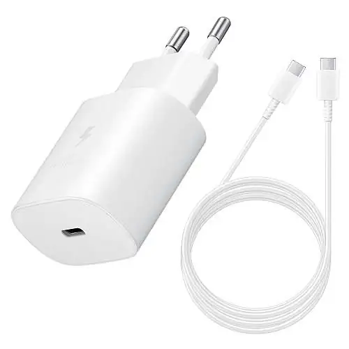 Samsung Chargeur Original Ultra Rapide 25W + Câble 1,80m Blanc