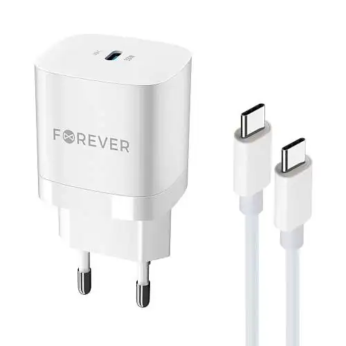 Chargeur Rapide Forever GaN 33W + Câble USB-C QC 4.0 Blanc
