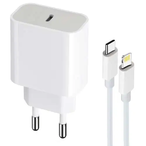 maXlife Chargeur Rapide 20W PD 3.0 + Câble Lightning Blanc
